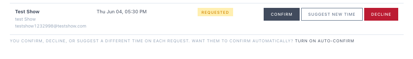 Showing controls — Confirm, suggest new time, decline